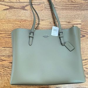 Coach  NWT Leather Mollie Tote Bag - Kelp Green/Black